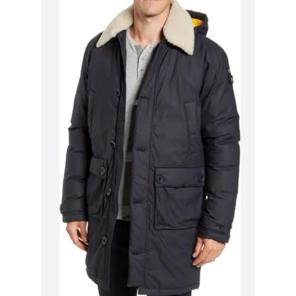 RODD & GUNN Queenstown 100% Cotton Waxed Field Jacket Removable Shearling Collar